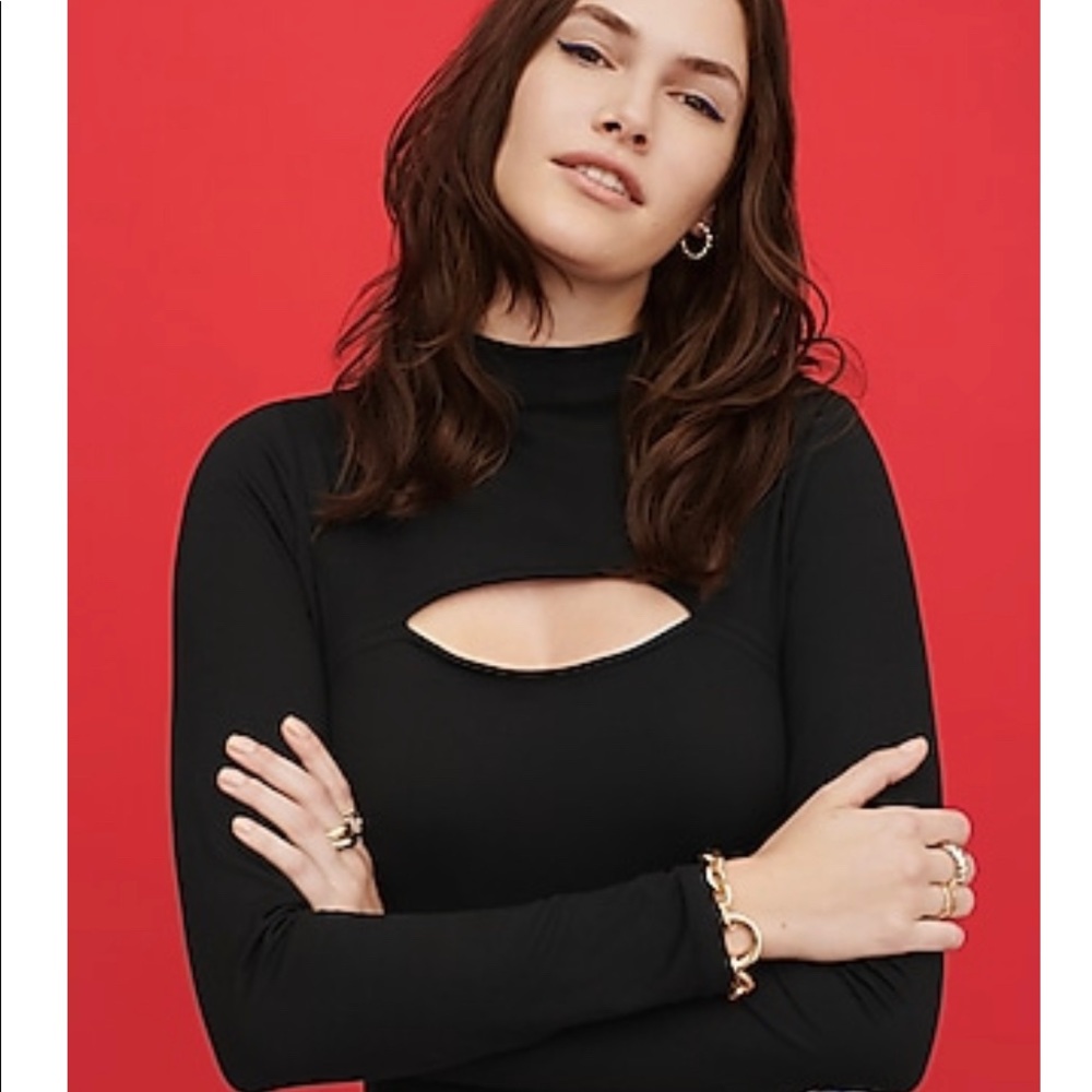 BODY CONTOUR COZY MOCK NECK CUTOUT BODYSUIT